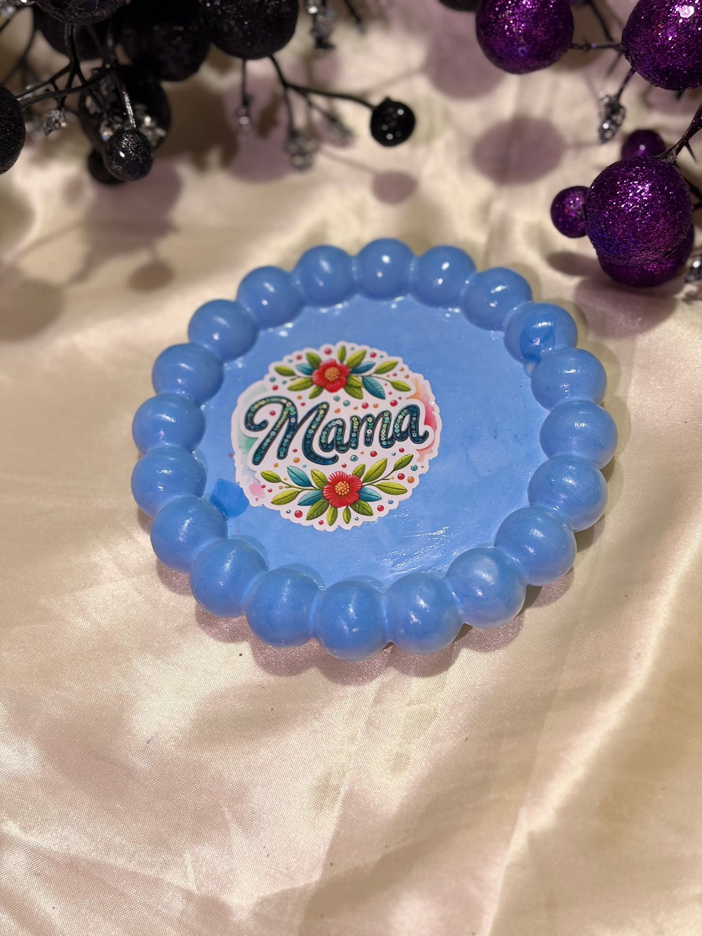 Mama Tray - Blue with Folk Art Florals