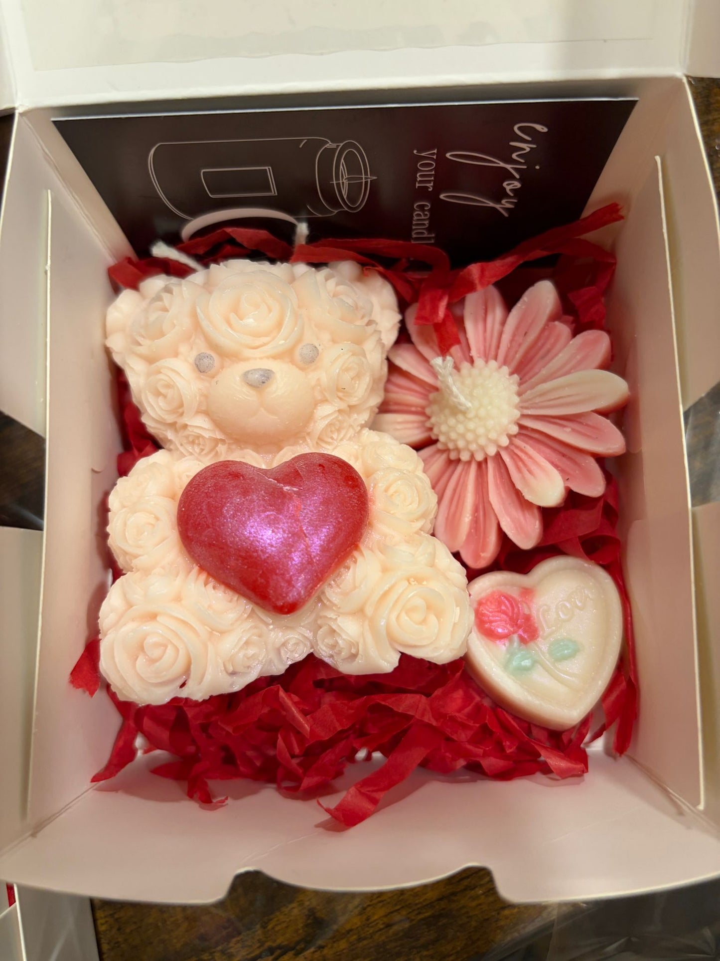 Teddy Bear & Heart Gift Set with Flowers
