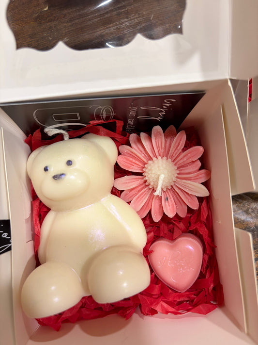 Teddy Bear Gift Set with Flowers