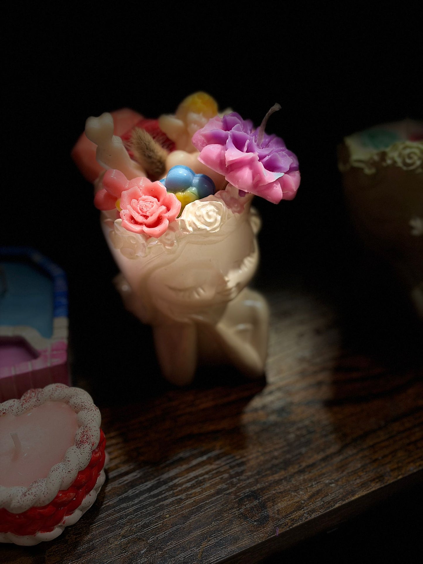 Mini Girl-Shaped Candles with Flowers