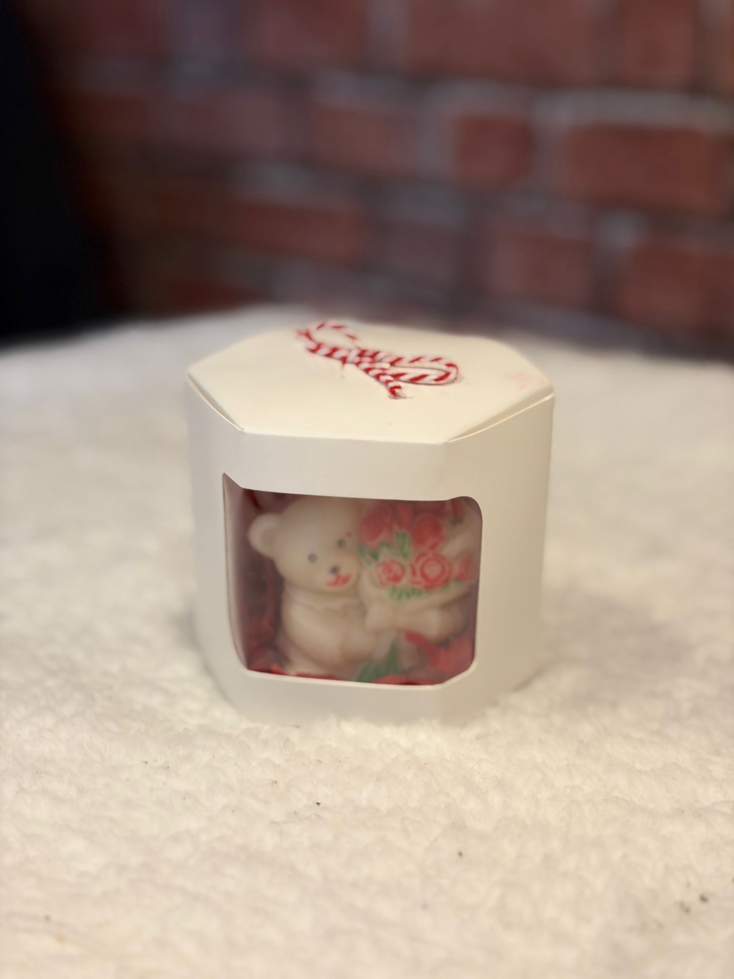 Teddy Bear with Red Roses Candle