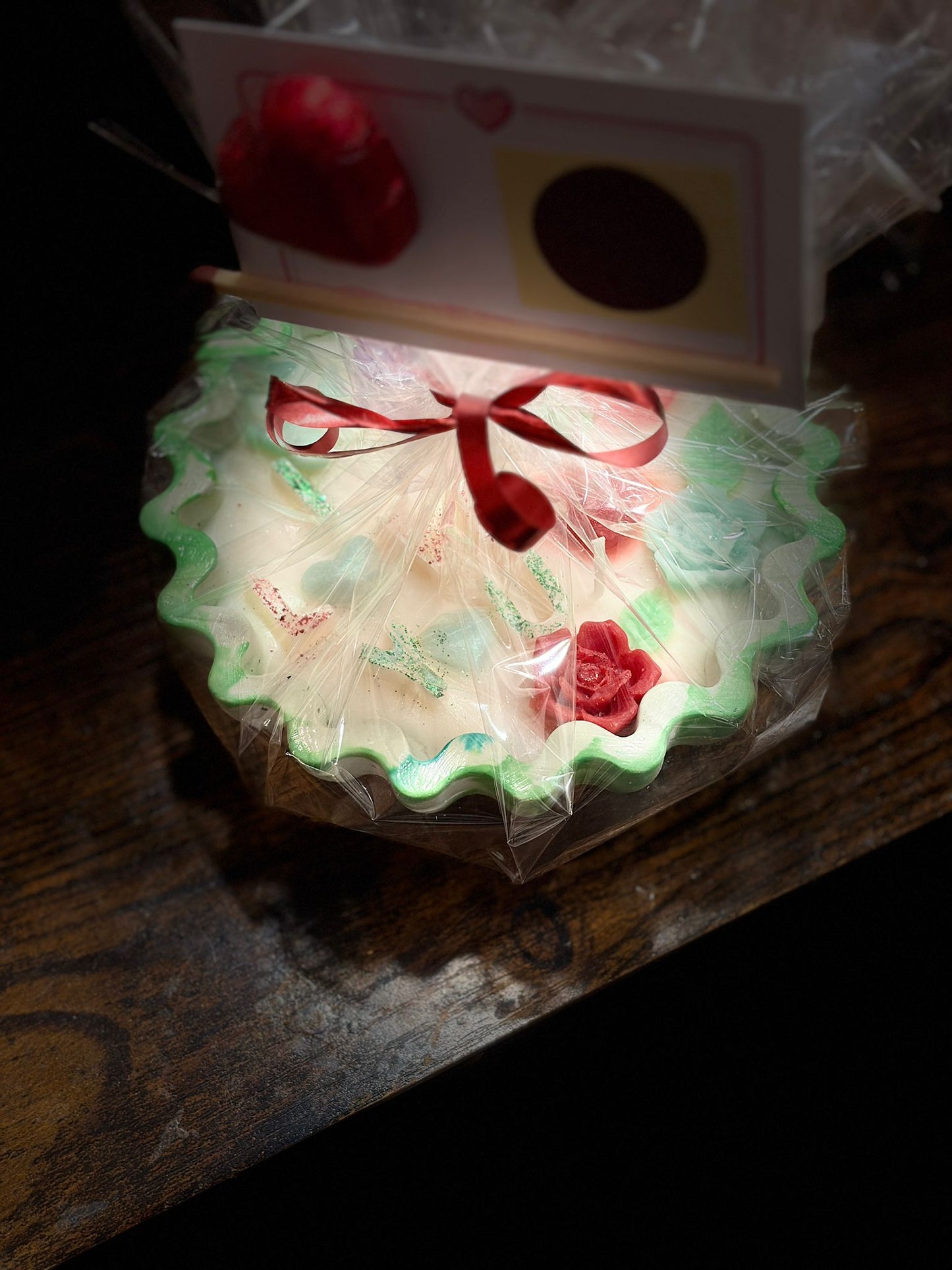 "Love You" Floral Candle in Handmade Container