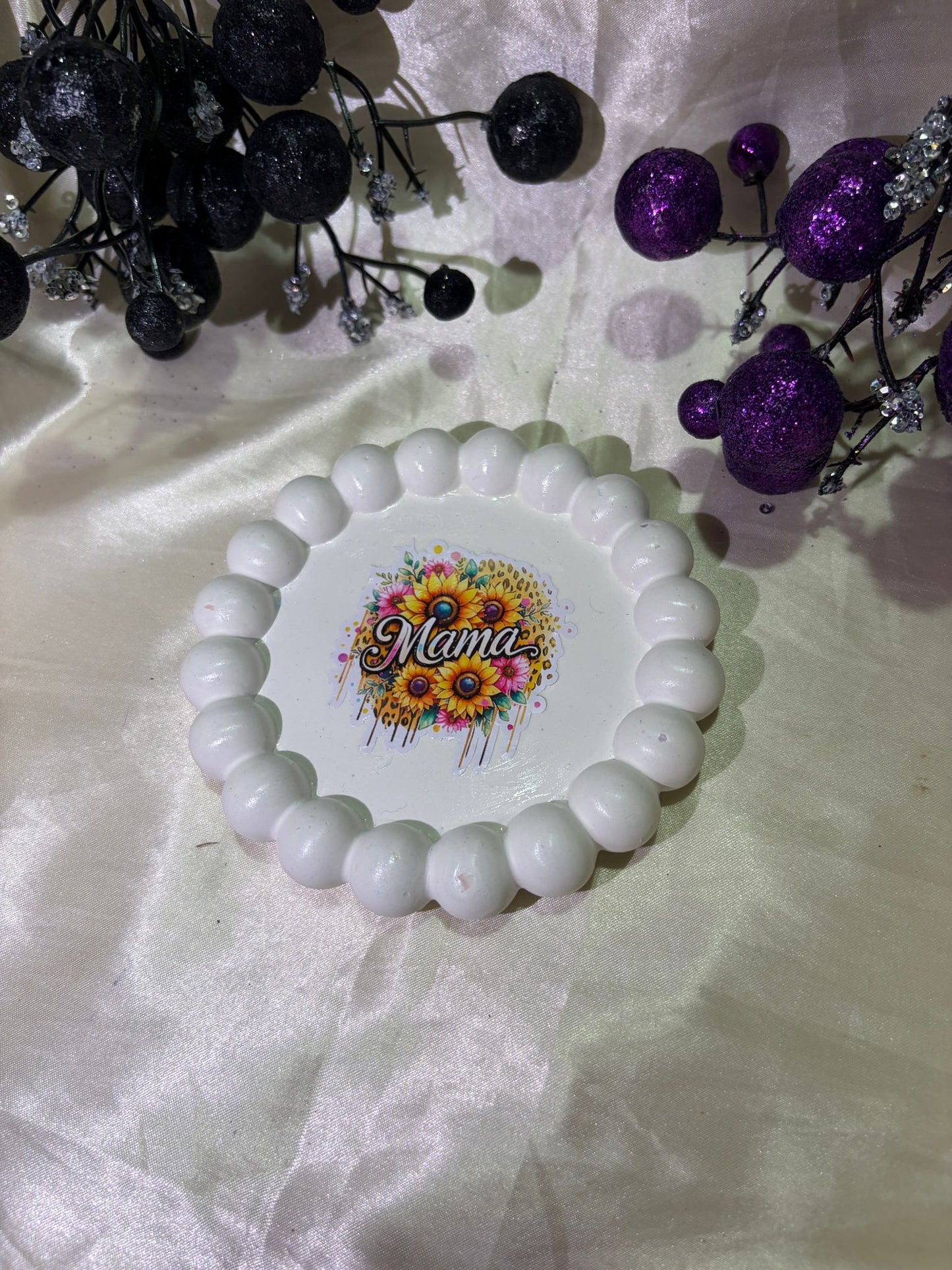 Mom I Love You Tray - White with Gold Drip