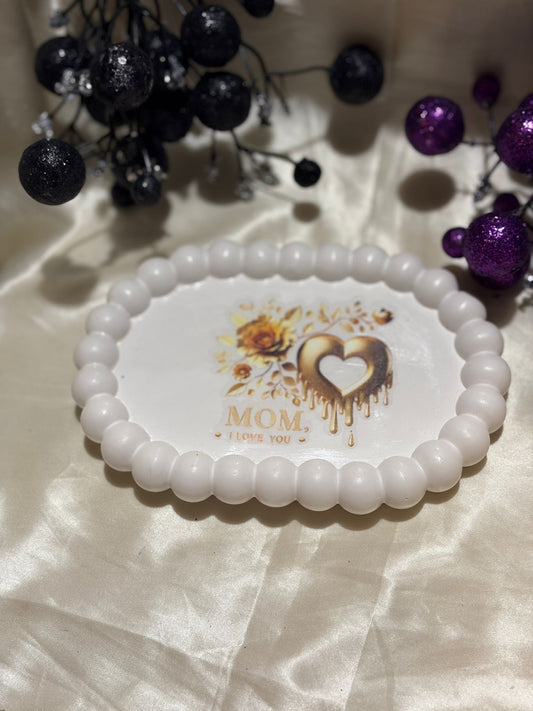 White Tray with Golden Heart and Florals