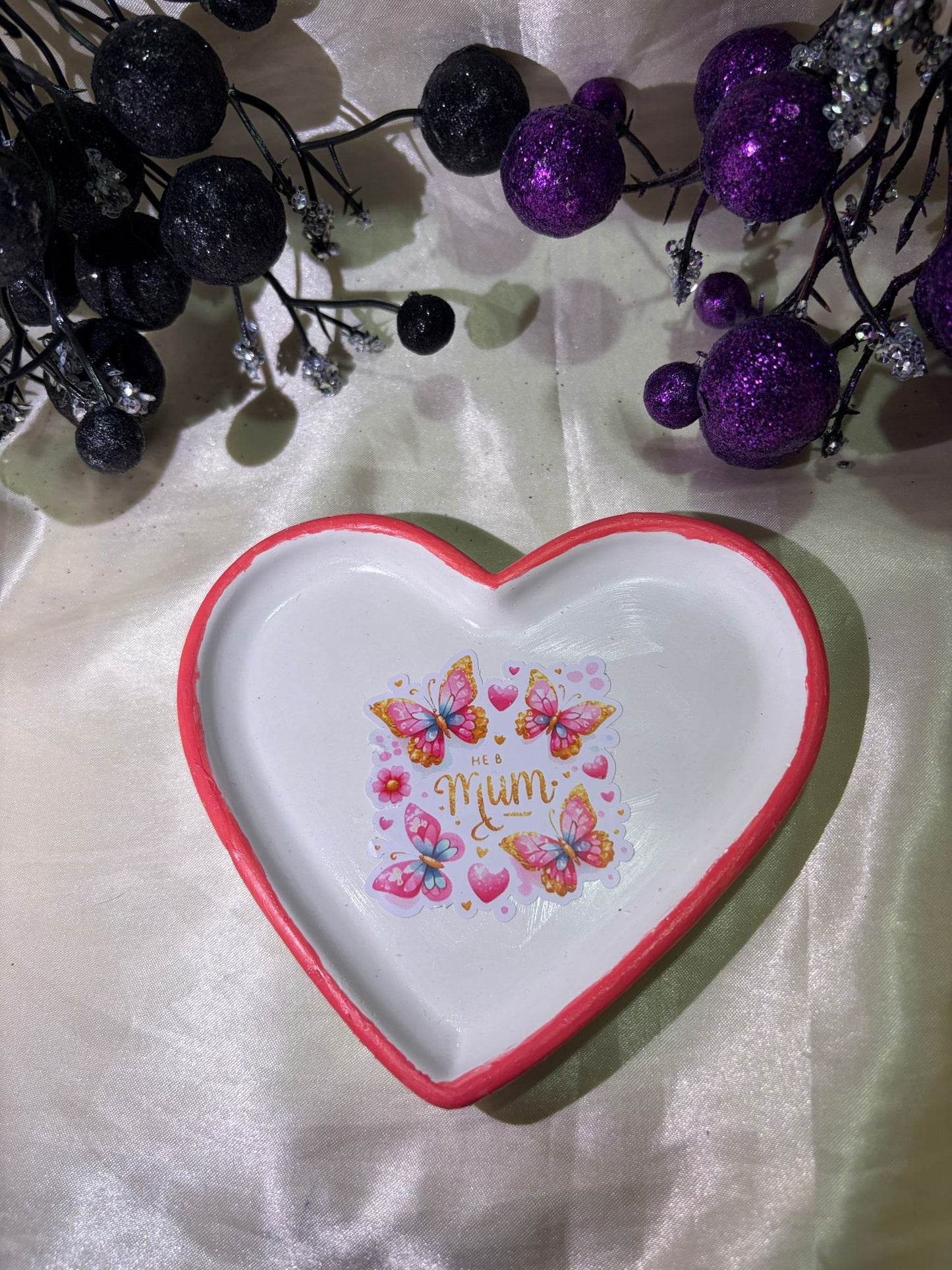 Hand-Painted Heart Tray - Small