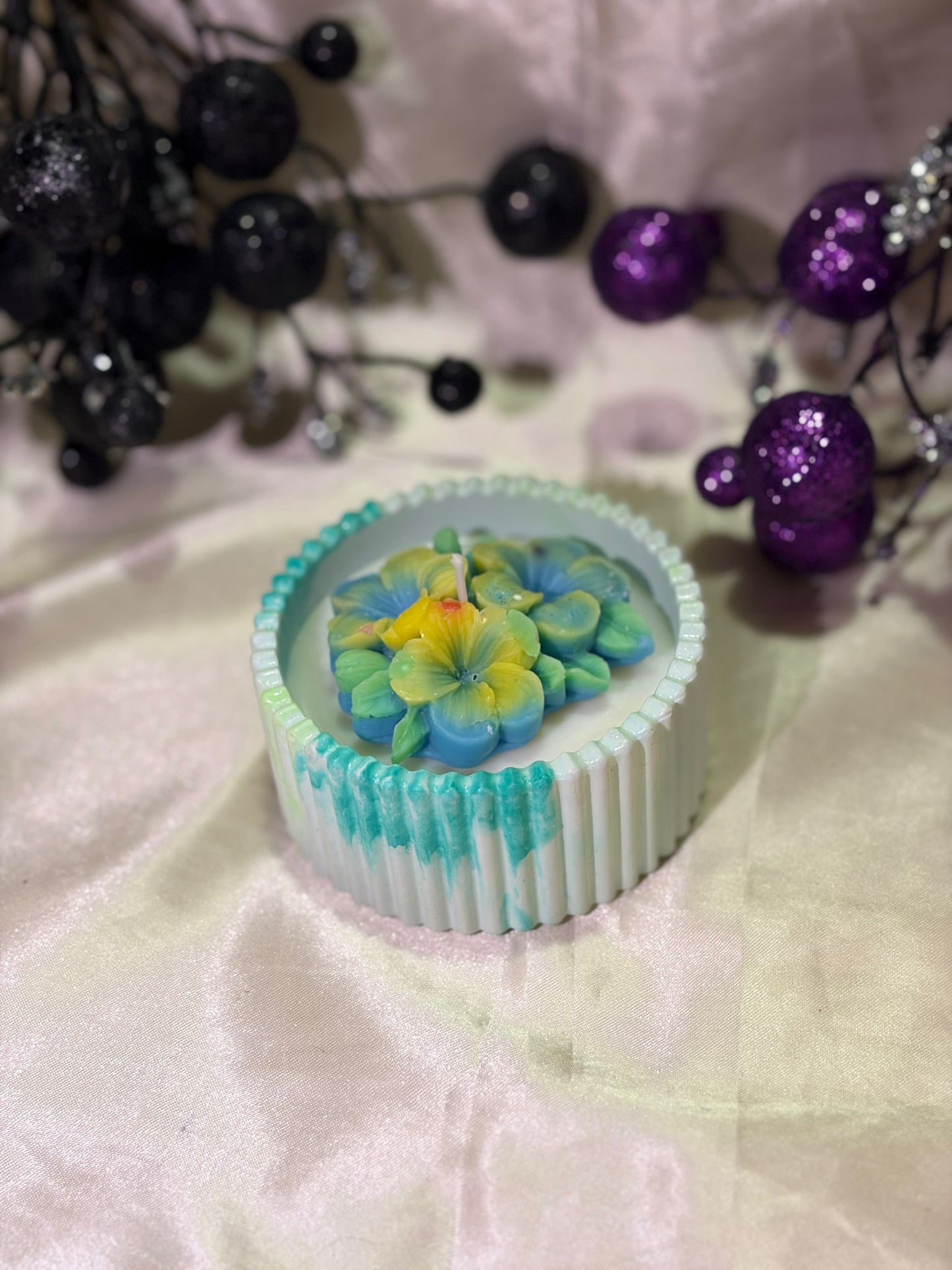 Turquoise Bloom Candle - Mother's Day Gift