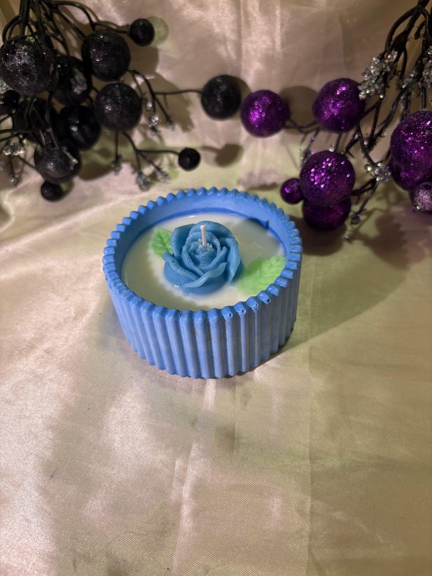 Blue Rose Bloom Candle - Mother's Day Gift