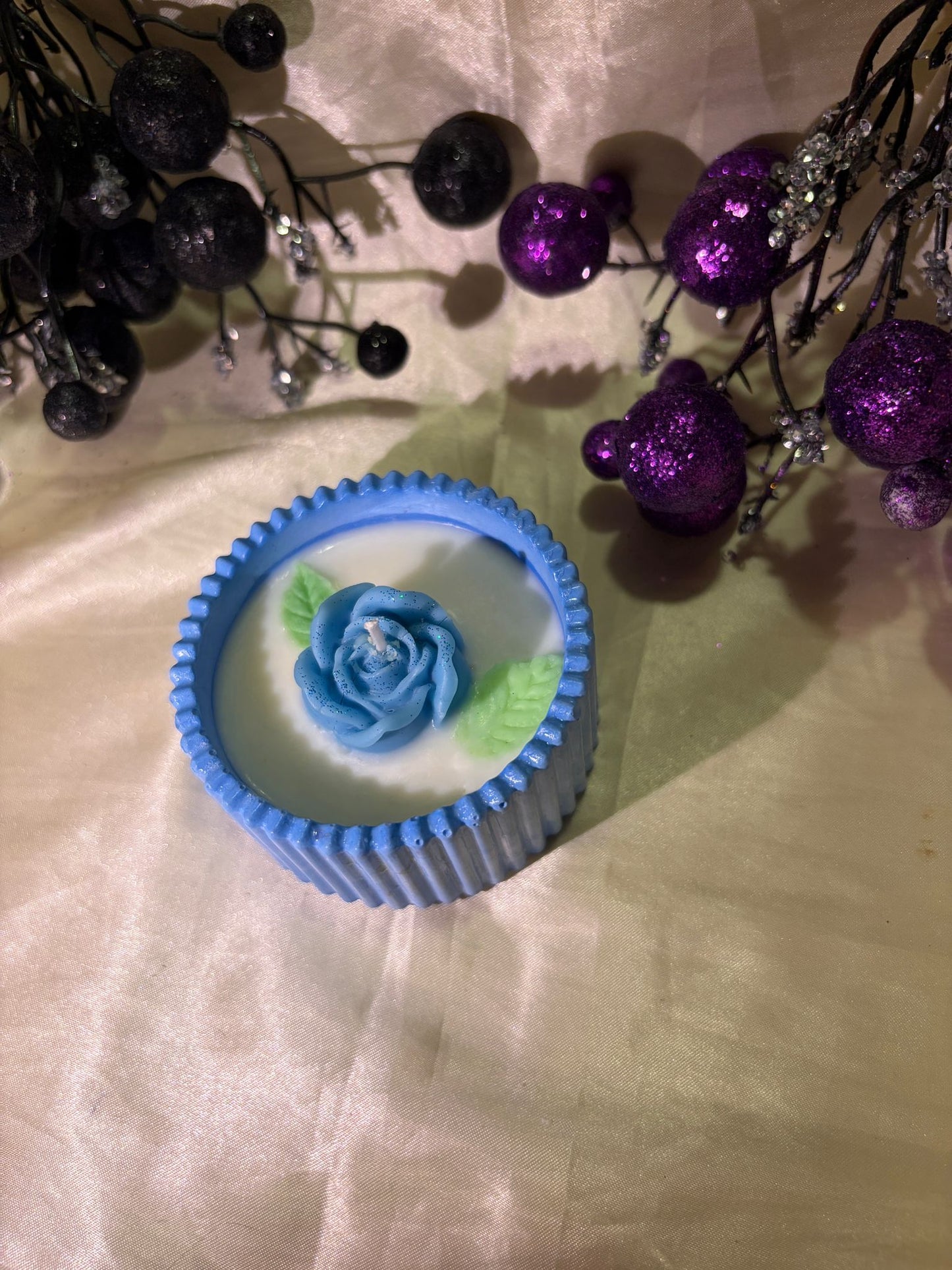 Blue Rose Bloom Candle - Mother's Day Gift