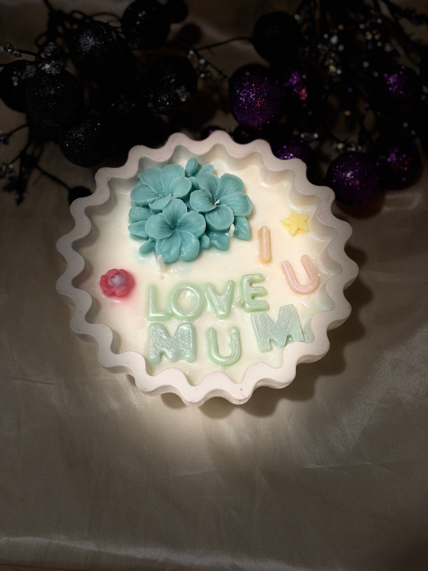 I Love U Mum Floral Candle - Mother's Day Gift