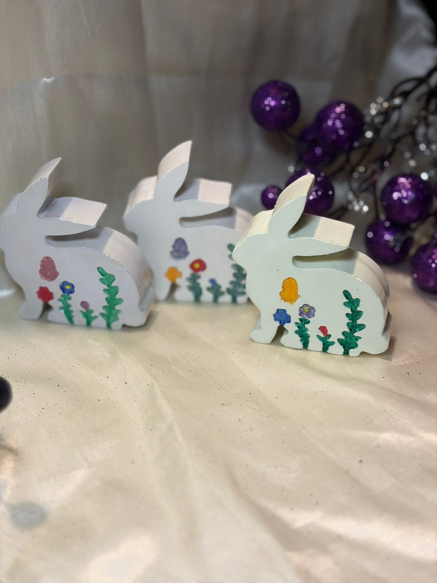 Easter Bunny Decoration – Hand-Painted Floral