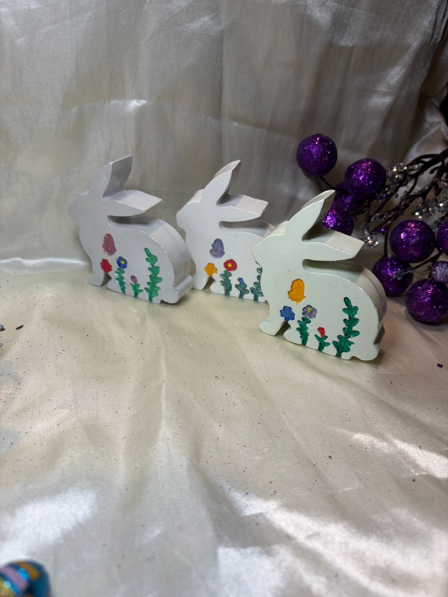 Easter Bunny Decoration – Hand-Painted Floral