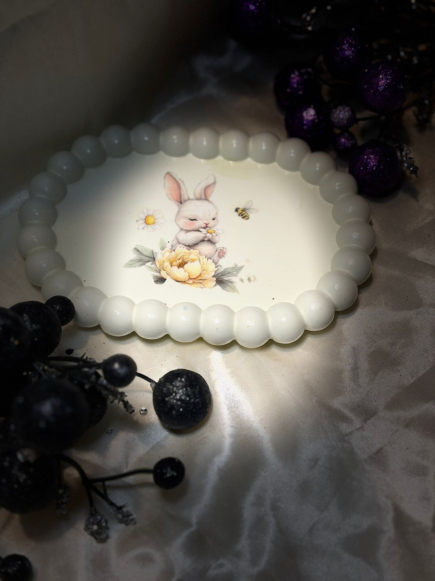Easter Oval Beaded Tray – Bunny & Duckling